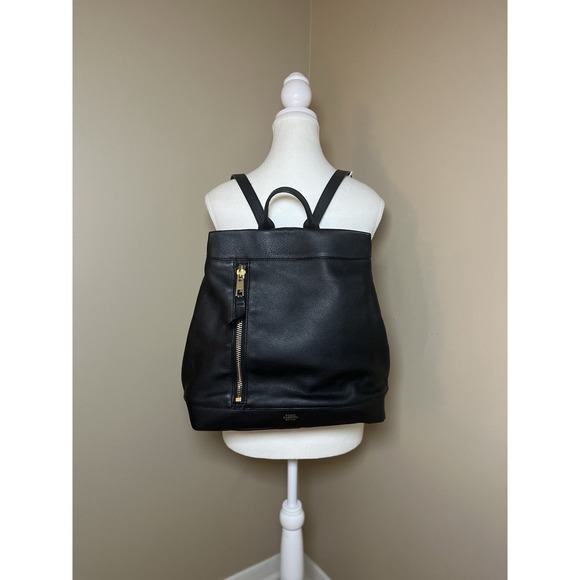 Vince Camuto Handbags - Vince Camuto Women's Madox Backpack Black Leather Metallic Gold Logo Travel Bag